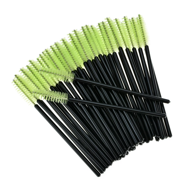 Green Black Dollylash 50 шт./компл. 11 Цвета одноразовая щеточка для наращивания ресниц тушь для ресниц палочки кисть для бровей ресницы расходные материалы - Цвет: Green Black