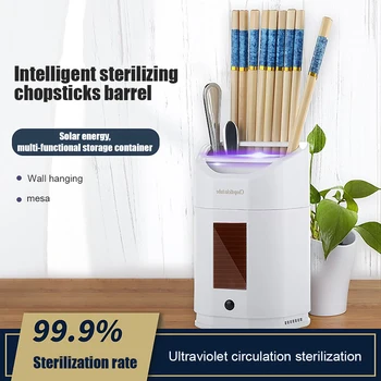 

Smart Sterilization Chopsticks Tube USB Solar Charging UV Disinfection Intelligent Chopsticks Fork Kitchen Tableware Storage Box