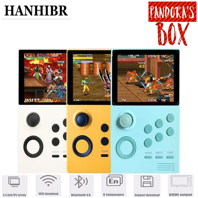 HANHIBR Pandora's Box Android supretro портативная игровая консоль ips экран встроенные n64 игры 30 3D игры WiFi скачать mame игры