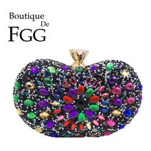 Бутик De FGG разноцветные стразы для женщин вечерние сумки Свадебная вечеринка дамы кристалл клатч кошелек и сумочка(две стороны