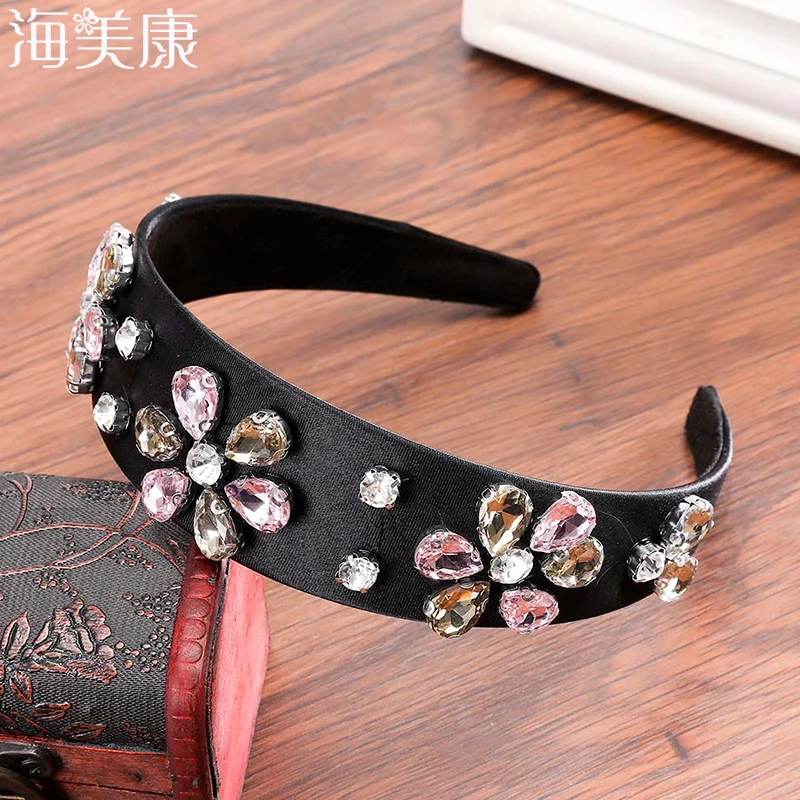 

Haimeikang 2019 Baroque Headband Personality Retro Hairband Colorful Flowers Fashion Temperame Jewelry Bridal Hair Accessories