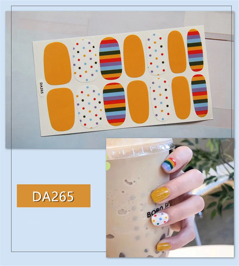 DA265 14 подсказок/набор, стикеры 3D на ногти Nail Art, аксессуары для девочек и женщин, цветная Радужная клейкая наклейка, наклейки, рукоделие Маникюр Красота, ногти - Цвет: DA265