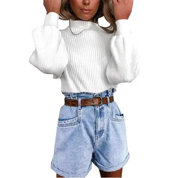 

Oufisun 2020 Autumn Fashion Collar Solid Color Knitted Sweater Long Sleeve Loose Womens Casual Top Korean Harajuku Lady Sweaters