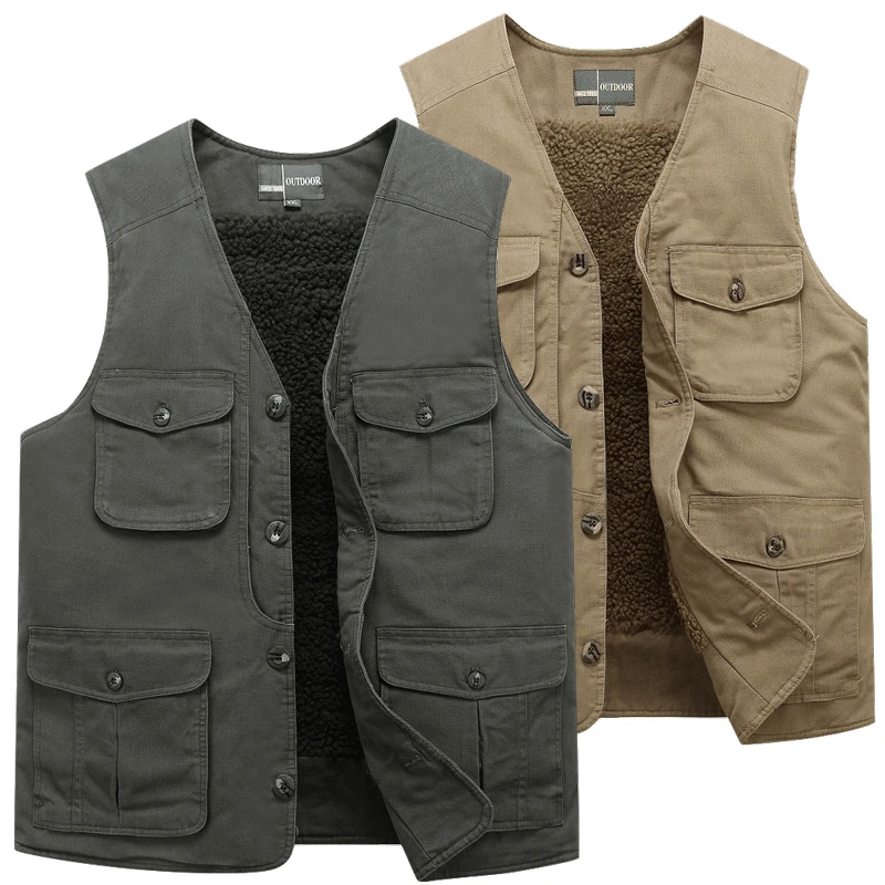 Seller Men Vest With Many Pockets For Autumn Winter 2020 Male Casual Photographer Work Khaki Multi Pocket Sleeveless Jacket Waistcoat