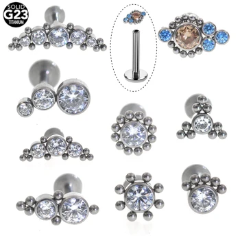 1PC Titanium & Steel Clear CZ Labret Stud Rings Lip Bars Sexy Charming Ear Cartilage Tragus Piercing For Unisex Jewelry 16g