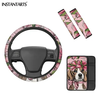

INSTANTARTS Washable Car Interior Accessories Set Boston Terrier Print Suitable for Most Vehicles Custom Seat Belt Cover Fashion