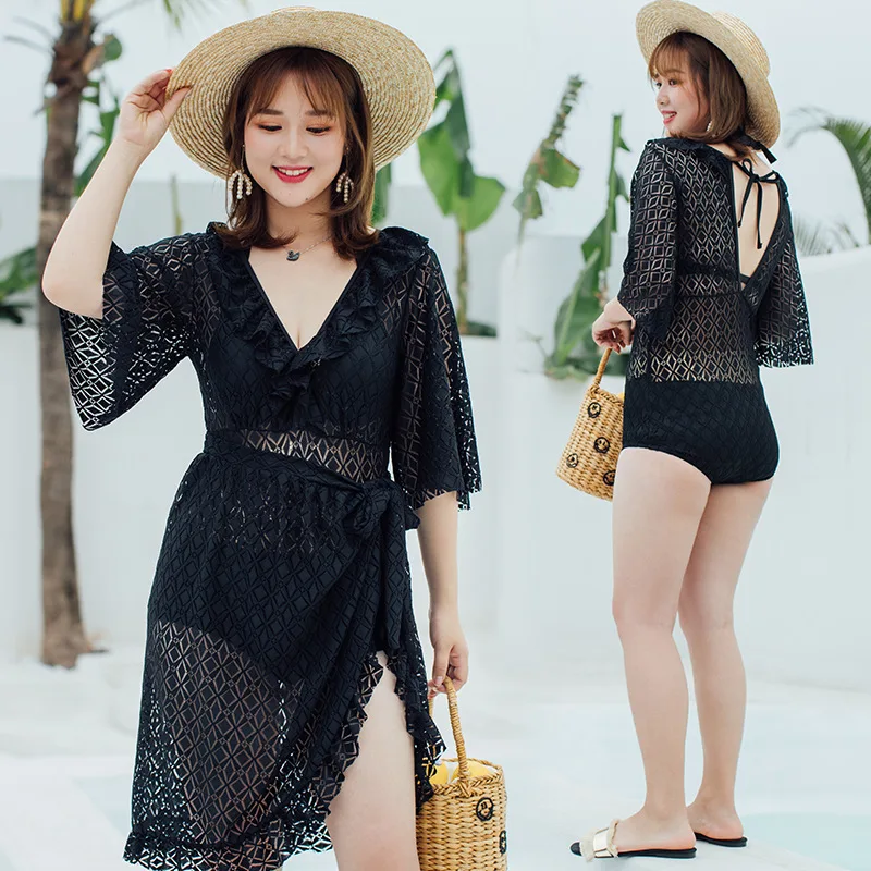 

New Style Split Type Bikini Underwire Push up Gauze Cover-up Skirt Large Size Hot Springs Bathing Suit Women's Sexy Slimming