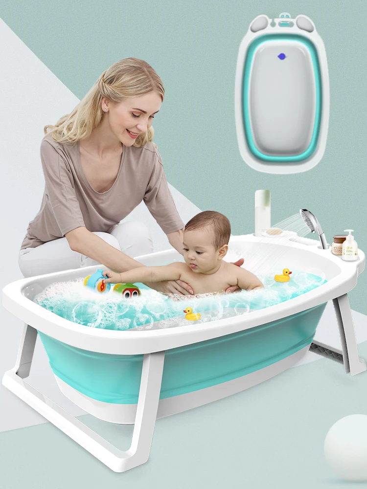 Детская ванна, домашняя детская складная ванна, уплотненная большая детская купальная цилиндр, принадлежности для новорожденных