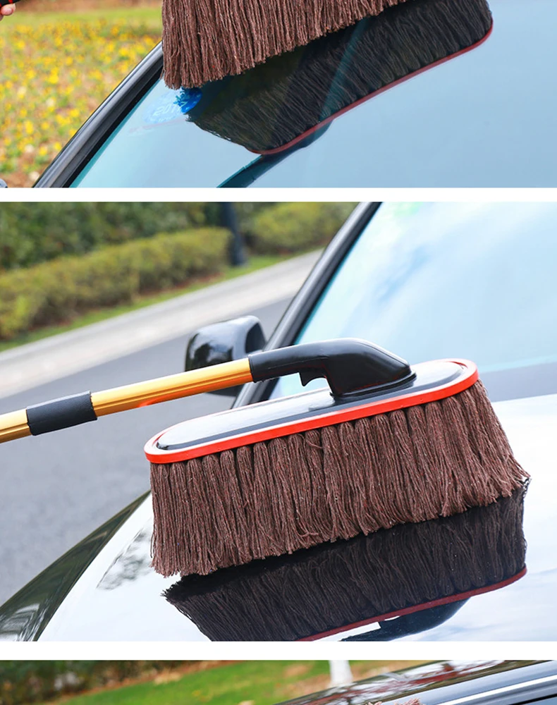 Car Wash Brush Dust Removal Brush Fibre Broom Rotating Mop Telescoping Long Handle Car Cleaning Tools Car Accessories Xammep