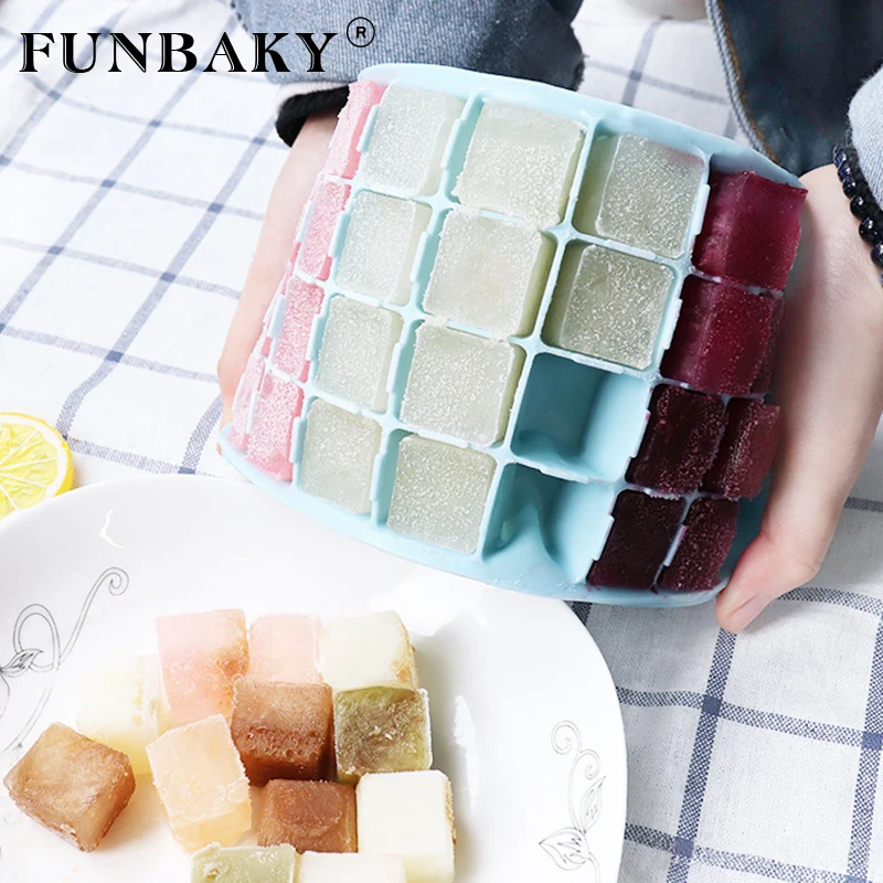 FUNBAKY 36 сеток поднос для кубиков льда с крышкой DIY фруктовый кубик квадратная форма