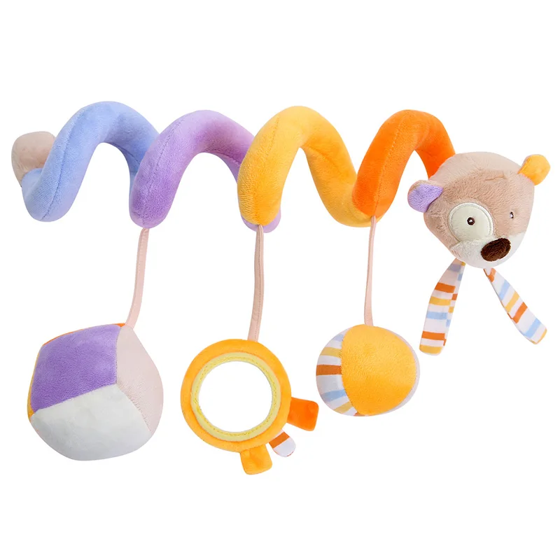Baby Toys for 0-12 Months Plush Rattle Crib Spiral Hanging Mobile Infant Newborn Bed Animal Gift Baby Bed Stroller Hanging Toy - Цвет: bear TI063