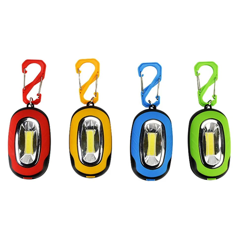 1Pcs Portable Mini COB LED Keychain Flashlight Key Chain Keyring Torch Light Lamp with Carabiner for camping hiking fishing 1024