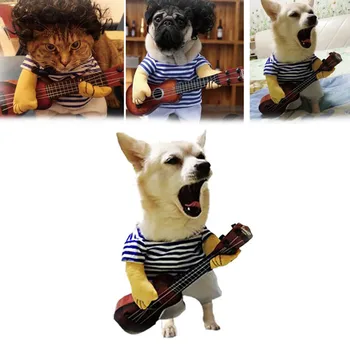 

Pet Clothes Pet Funny Cat Guitarist Shirt Coat Fashion Cat Shirt Clothes Funny Cute Pet Costume Cosplay #ES
