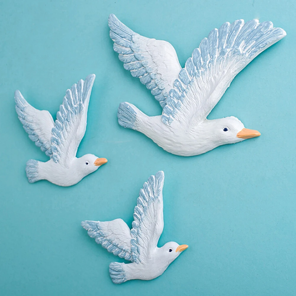 3 шт./компл. смолы моделирование Средиземноморский Чайка птица морской Peace Dove настенные фрески украшения 3D фон стены кулон Стикеры