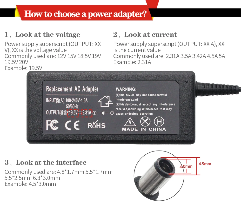 19,5 V 2.31A 45W адаптер переменного тока зарядное устройство для ноутбука Dell Inspiron 11 13 14 17 15 7000 5000 3000 серии, 4,5*3,0 блок питания ноутбуков