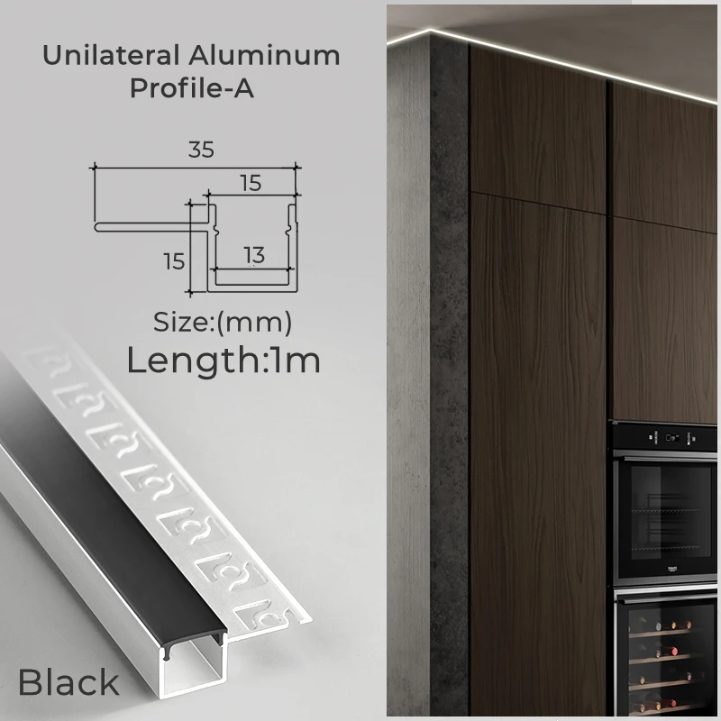 Atom bande DEL Aluminium Encastrés Profile Noir Milky Cover cabinet noir