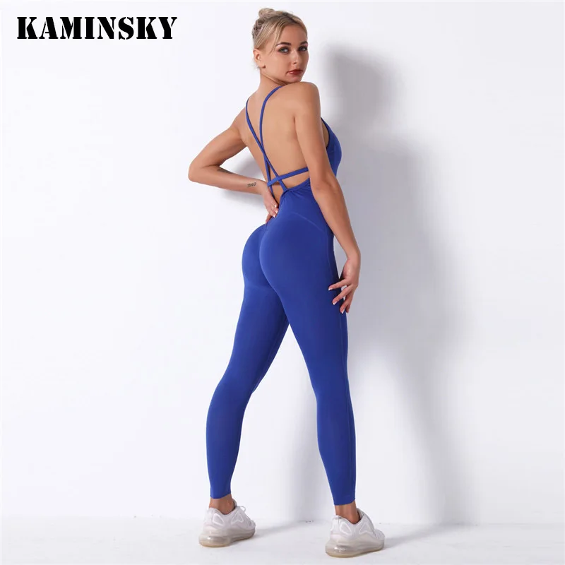 New Backless Jumpsuit Fitness Women Sleeveless Outfit Streetwear Skinny Hollow-Out HALTER 1005001352076502