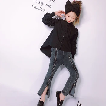 

Baby Girl Shirt Spring New Korean Version of The Big Children's Wild Pleated Shirt Spring and Autumn Style Long-sleeved Shirt