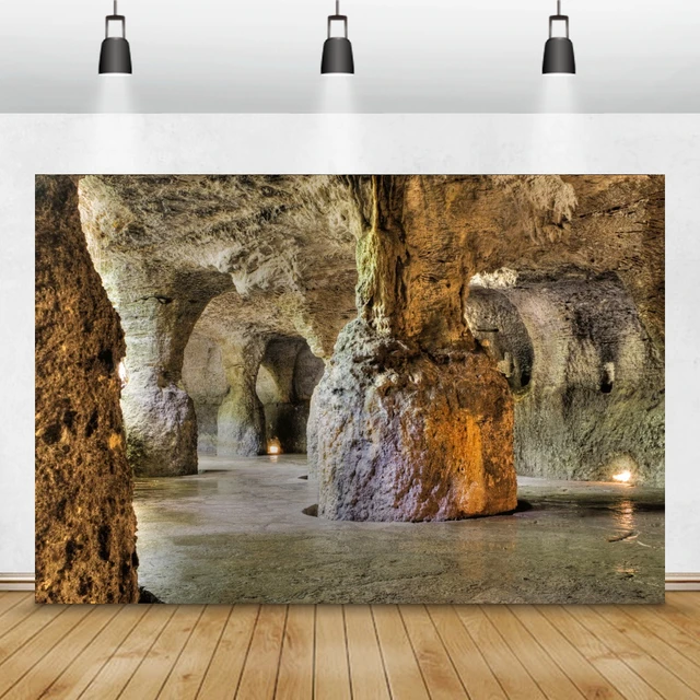 Laeacco Old Stone Cave Foro Della Luce Interni Sfondi Fotografici  Personalizzati Fondali Fotografia Per Studio Fotografico