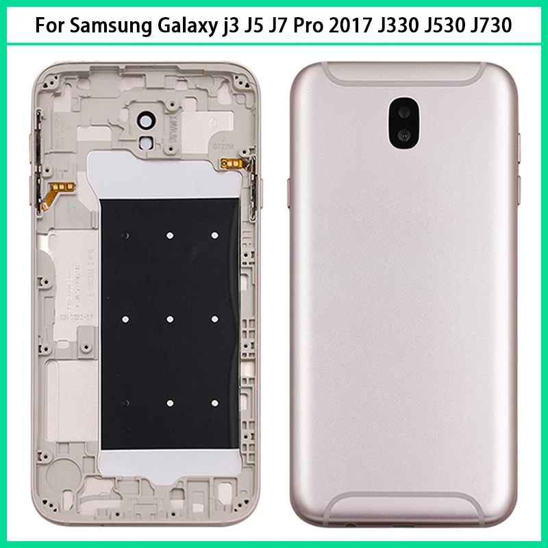 For Samsung Galaxy J330 J530 J730 Middle Frame Battery Cover Back Door j3 J5 J7 Pro 2017 Housing Case + Buttons Replace | Мобильные