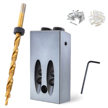 

Pocket Hole Jig Hole Drill Guide with Large Sawdust Removal Hole Aluminum Alloy Wood Jig Tool for Carpentry