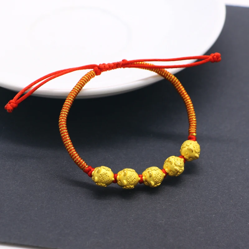 Китайский стиль популярные ювелирные изделия женские модели серебро 925 пробы материал золото Цвет Подвеска со свиньей милый красный веревочный Браслет bijoux