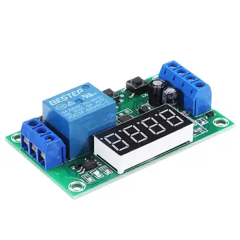 

CLIATE 5/12/24V Delay Timing Circuit Relay Module Cycle Trigger Delay 1 Channel Power-off Timer Switch with Display