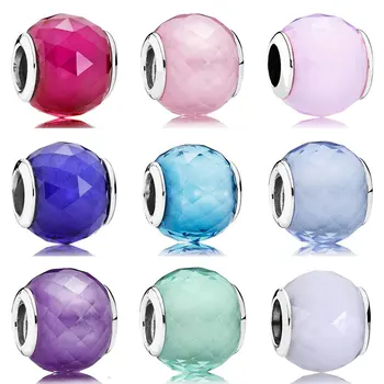 

Multicolor Ball Shape Geometric Facets Crystal Charms Fit Bracelet Bangle 925 Sterling Silver Bead Charm Diy Jewelry