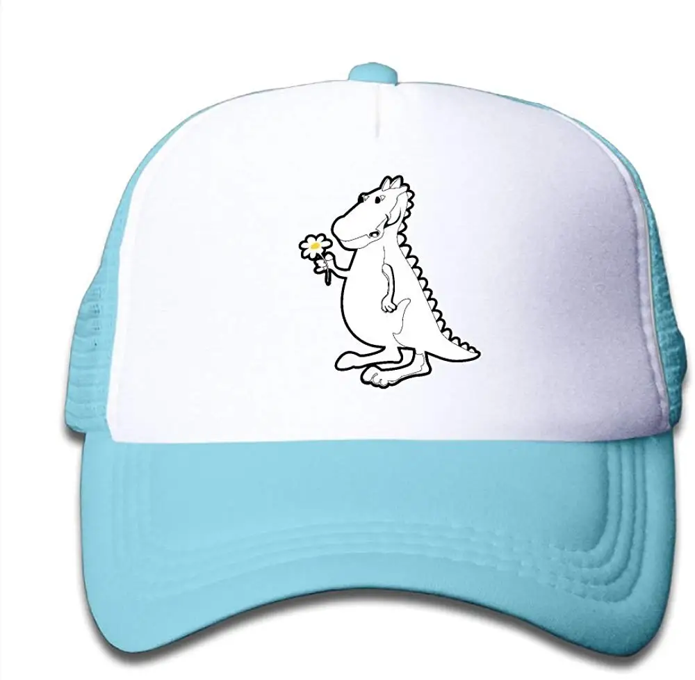 Детская бейсболка для дальнобойщика с динозавром и цветком, регулируемая сетчатая шапка для мальчиков и девочек
