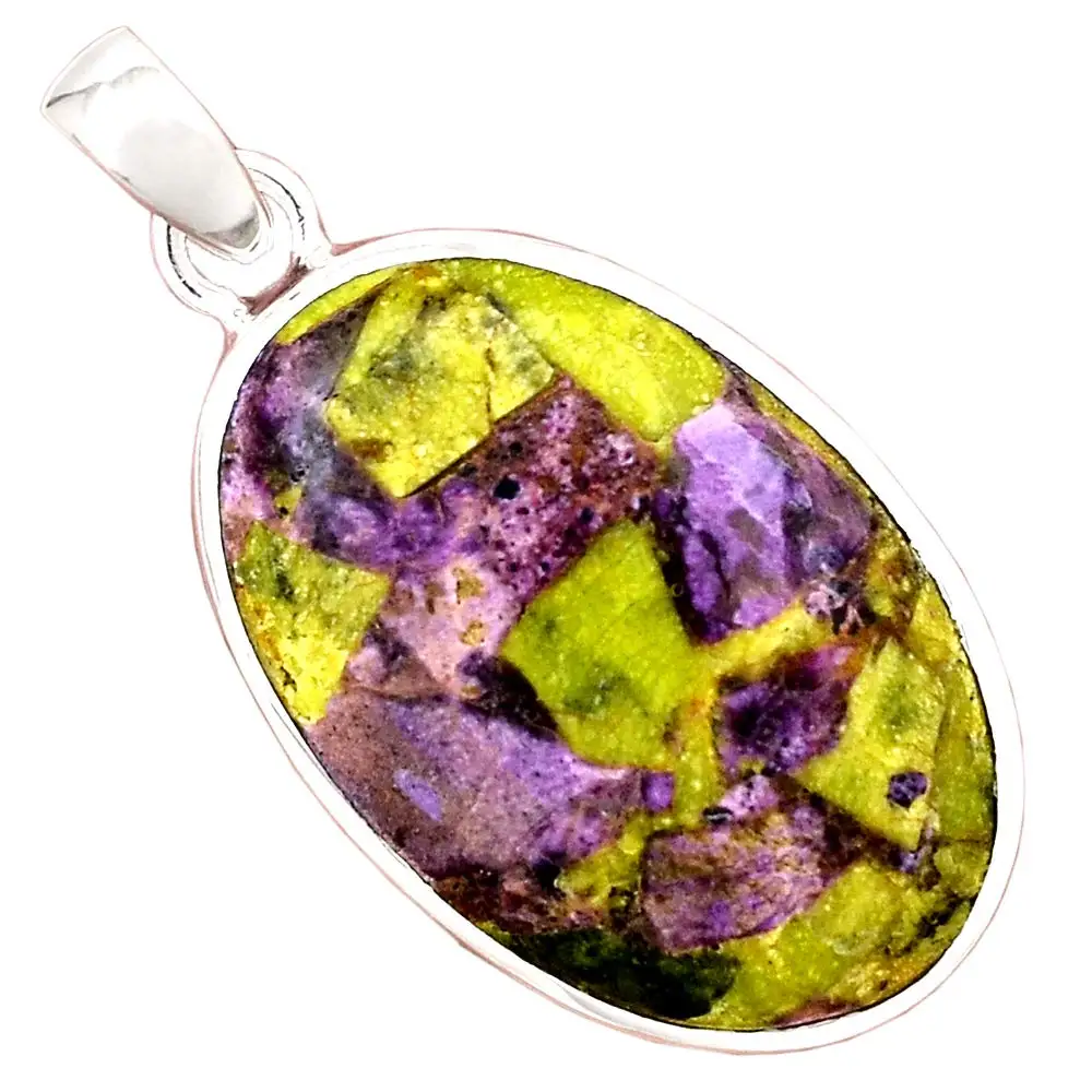 

Genuine STICHTITE Pendant 925 Sterling Silver, 44 mm, AP6514