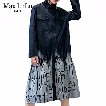 

Max LuLu 2020 Spring Korean Fashion Designer Ladies Loose Dresses Womens Casual Printed Dress Vintage Cotton Vestidos Plus Size