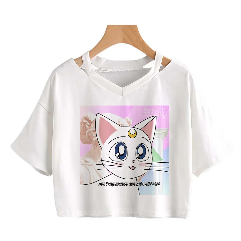 Sailor Moon Футболка с принтом Харадзюку Эстетическая одежда женская футболка