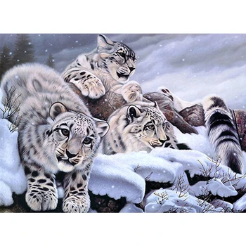 

5D DIY Full Drill Rhinestone Round Diamond Painting Animal Snow Panther Baby Embroidery Mosaic Manual Art Stitch Kit Decor Gift