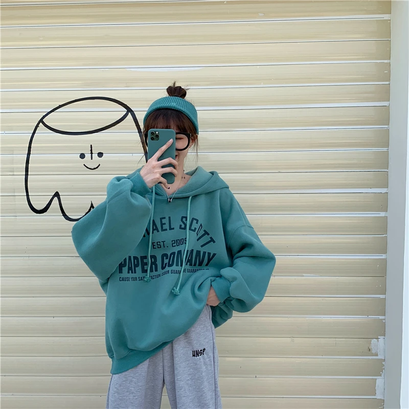 Hoodies Women Letters Medium-long Warm Harajuku Bf Womens Korean Style with  Pockets Students Loose Casual New Arrivals Stylish - AliExpress