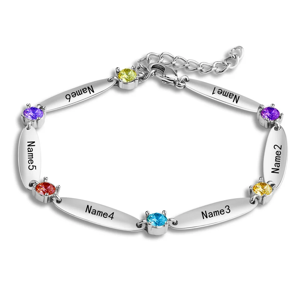 Lateefah Custom-Name Engraved Birthstone Bracelet Personality Gifts For Kids Women New Year Gifts