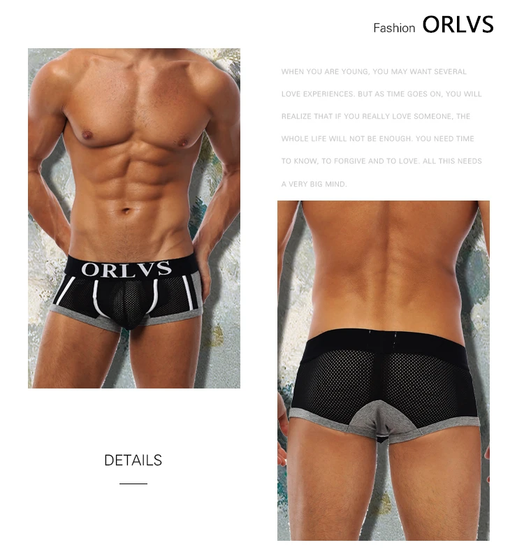 ORLVS Мужское нижнее белье мужчины боксеры дышащие сетчатые нейлоновые мужские трусы танга мужские пижамы мужские боксершорты быстросохнущие OR92