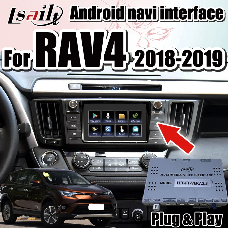 Lsailt Android мультимедийный видео интерфейс gps навигационная коробка для Toyota RAV4-19 поддержка Panasonic, Denso, Fujitsu