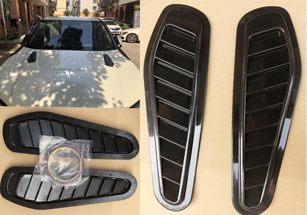 

2x Auto Car Decorative Air Flow Intake Scoop Turbo Bonnet Vent Cover Hood Fender