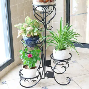 

Iron flower shelf balcony flower pot shelf multi-layer indoor living room rack pot rack European three-layer plant stand