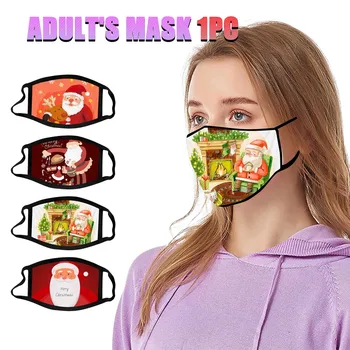

1PCS Washable Reusable Polyester Face Mask Fashion Christmas Unisex Adult Print Mouth Cover Mouth Mask With Design Mascaras