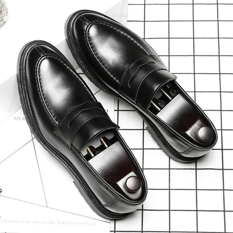 Big Size New Fashion Men Black Business Formal Dress Shoes loafers Men Wedding Shoes Leather Oxfords Pointed Toe Shoes A21-49Z