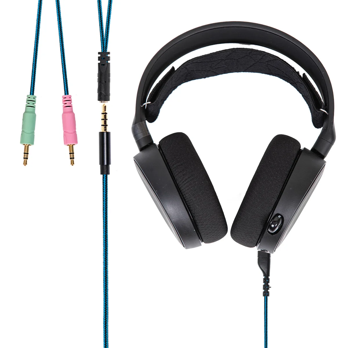

Suitable for Steelseries Arctis 3 5 7 Gaming Headset Cable Blue and Black Stripes Audio Cable 200cm