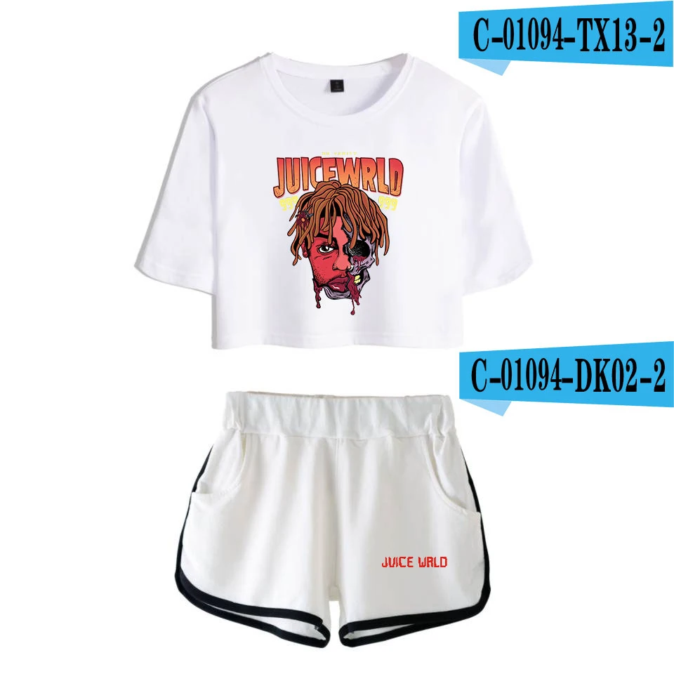 Rapper Juice WRLD "все девочки одинаковые" "Lucid Dreams" принт женский костюм из двух предметов шорты+ милые футболки горячая Распродажа одежды - Цвет: picture color