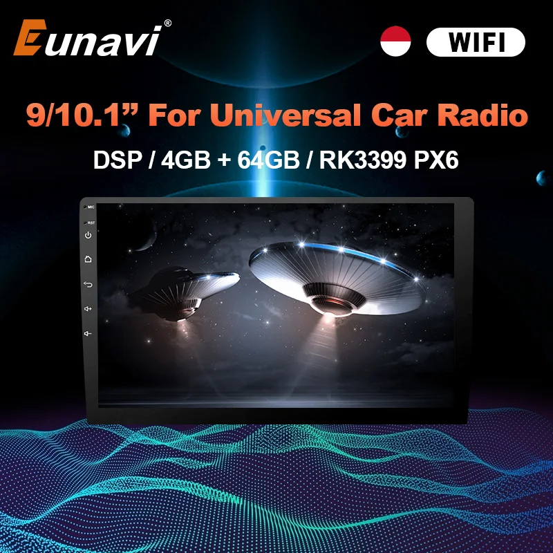 Eunavi Android 10 Car Radio Stereo 8 CORES RDS Universal Multimedia Player GPS Navigation Audio Autoradio video no 2 DIN DVD