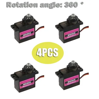 

4PCs MG90S Micro Metal Gear 9g Servo For RC Plane Helicopter Boat Car 4.8V- 6V Rotation 360 Gear Miniature Servo Motor