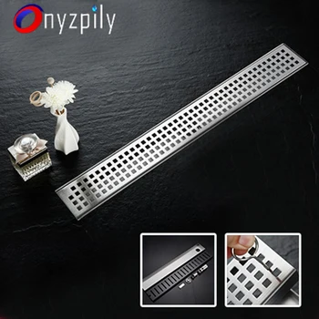 

Bathroom Brushed Floor Drain 70/90CM linear Drain Stainless Steel Linear Long Bathroom Channel Tile Drains Caniveau Drain Douch