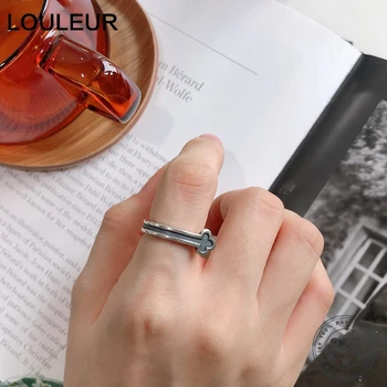

LouLeur Real 925 Silver Sterling Rings Vintage Army Flower Resizable Opening Retro Rings for Women Fashion Silver 925 Jewelry