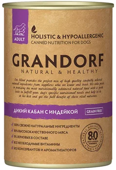 

GRANDORF GRANDORF ADULT ALL BREEDS WILD BOAR & TURKEY for adult dogs with wild boar and turkey 400g