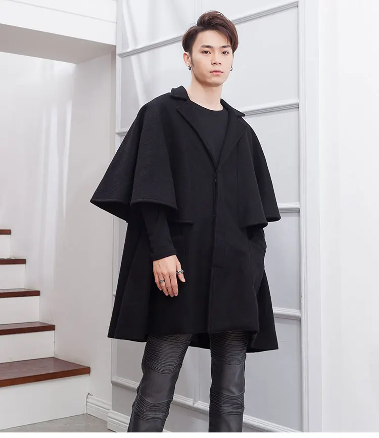 

Men's woollen overcoat coat Autumn/winter outfit British fake 2 sleeveless medium long loose cardigan overcoat for men