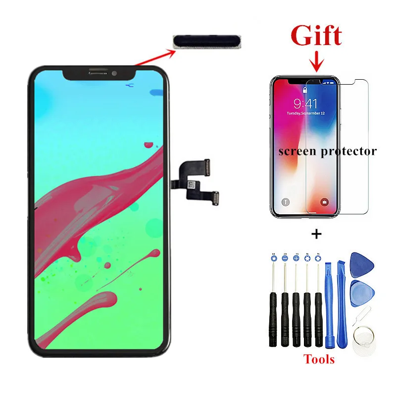 

Replacement for iPhone X XS XR LCD Screen for iPhone X Display Digitizer Assembly with Frame,AMOLE and Tianma TFT